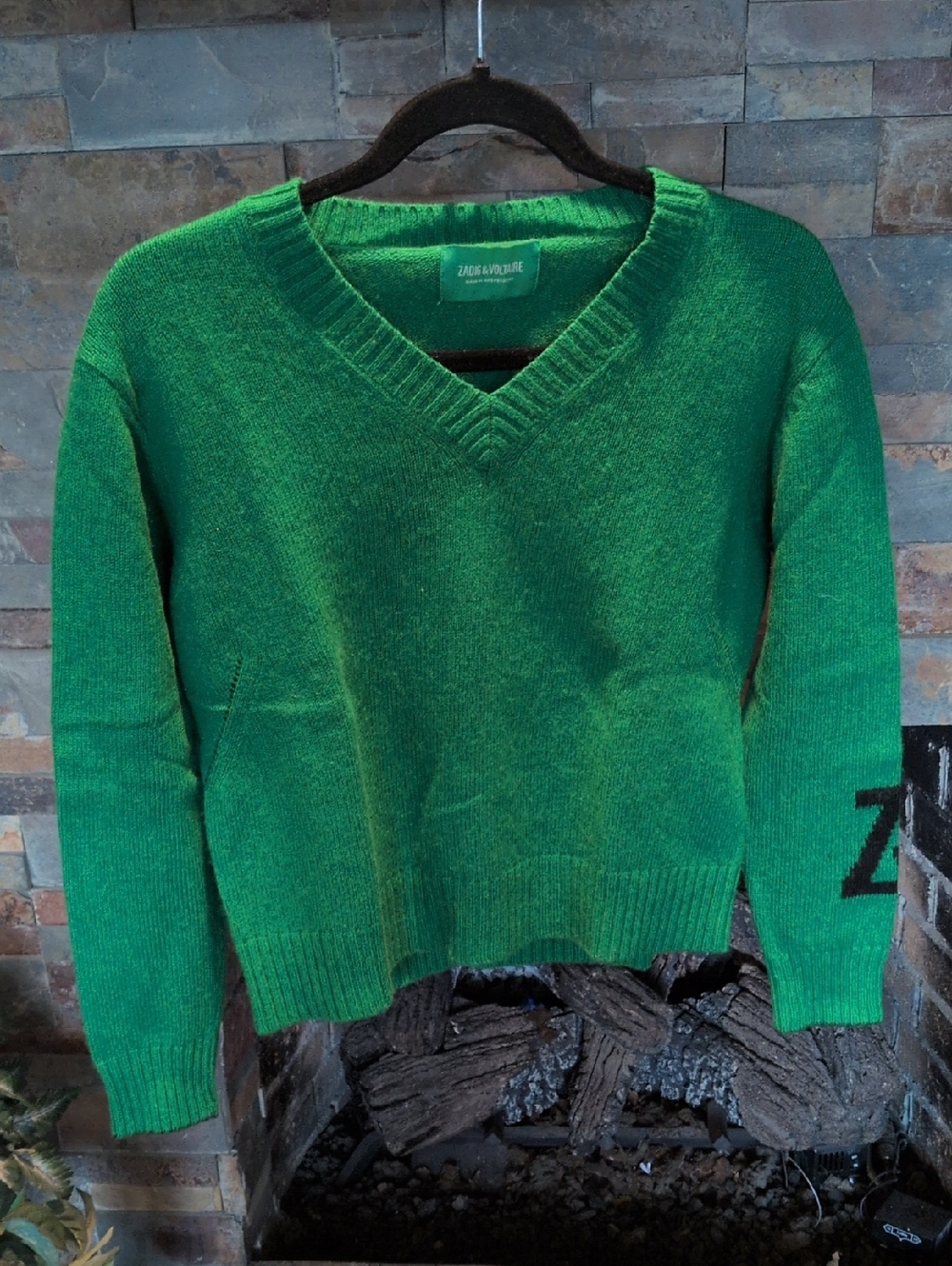 Zadig & Voltaire Emerald Green V-Neck Sweater